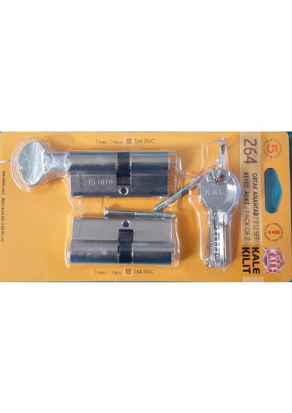 Kilit 264 Ortak Anahtarlı 2'li Set (Snc+Smc) Kilit Silindiri, Barel (68 Mm)