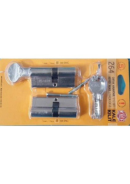 Kilit 264 Ortak Anahtarlı 2'li Set (Snc+Smc) Kilit Silindiri, Barel (68 Mm)