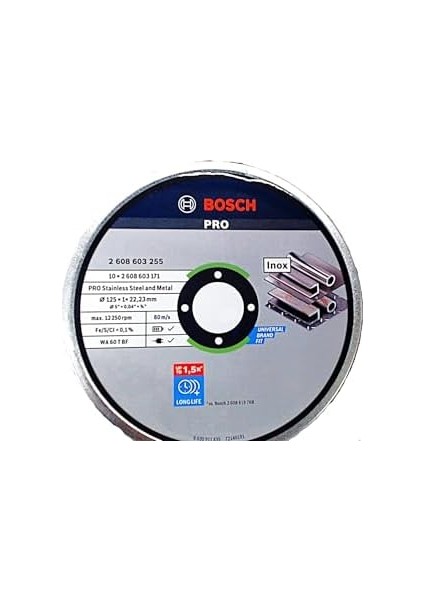 Professional Accessories Için Ayırma Diski Düz Standart Inox - Rapido Wa 60 T Bf, 125 Mm, 10-Er Paket, 2608603255