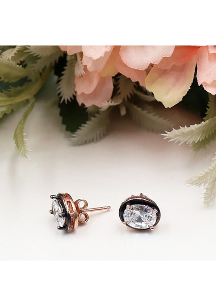 Rose Oval Zirkon Taşlı Tek Taş Set