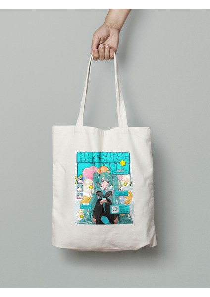 Hatsune Miku Bez Çanta 35X40CM - Anime Çanta - Tote Bag