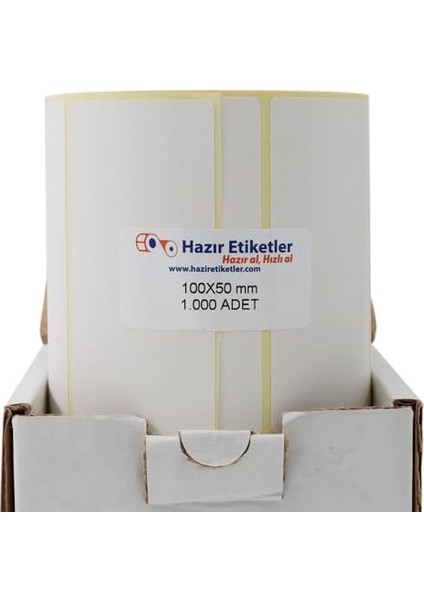 Etiketler , Hazır Al Hızlı Al Eko Termal Etiket 100MM x 50MM Ruloda 1000 Adet 40MM Kuka Çapında Direk Termal Transfer Etiketi