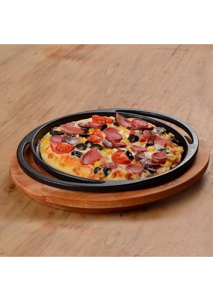 Döküm Çap 28 Pizza Tavası Ahşap Altlı - Lv As 121