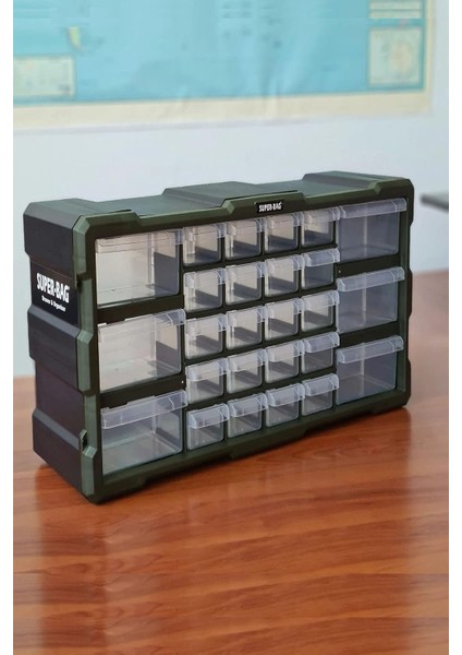 Bag Mono Blok Çekmece Seti 26'li Hobby Organizer Seti Monoblok Çekmece Vida Dübel Kutusu Takı Kutusu ASR6004