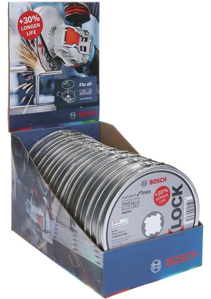 Professional 10 Adet Düz Kesme Diski Standart (Inox, X-Lock Için, Ø115 Mm, Delik Çapı: 22,23 Mm, Kalınlık:1 Mm)