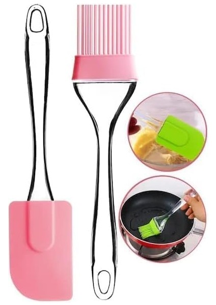 Home 25 cm Silikon Spatula,fırça Seti,pasta ve Yemekler Için