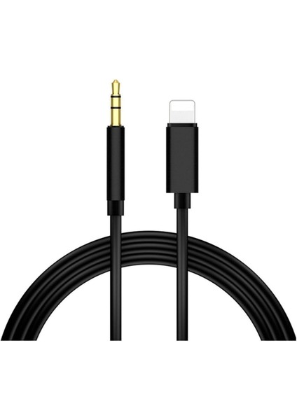 Trend iPhone Xs Max/11/12/13/14 Pro Max ile Uyumlu Aux Kablosu 3.5mm Jack Çevirici Dönüştürücü Siyah Bluetooth Gerektirmez Ses Kablosu