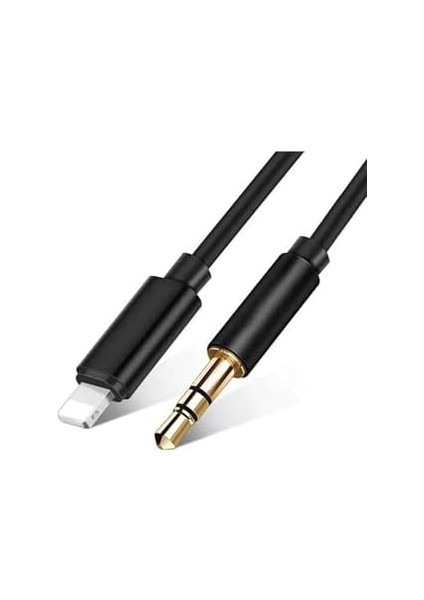 Trend iPhone Xs Max/11/12/13/14 Pro Max ile Uyumlu Aux Kablosu 3.5mm Jack Çevirici Dönüştürücü Siyah Bluetooth Gerektirmez Ses Kablosu
