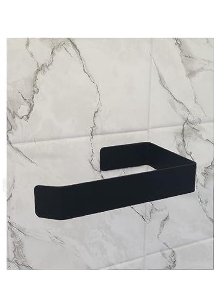 Metal Mat Siyah Yapışkanlı Tuvalet Kağıtlık, Yapışkanlı Wc Kağıtlık, Tuvalet Kağıdı Askısı 3m Yapışkanlı Tasarım