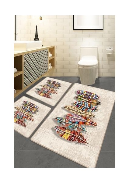 Home Rovny 3lü Set Banyo Halısı Djt