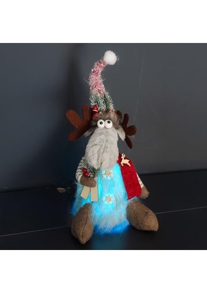 Yılbaşı Süsü Oturan Geyik Işıklı Müzikli ve Hareketli 18X13X41 Cm.