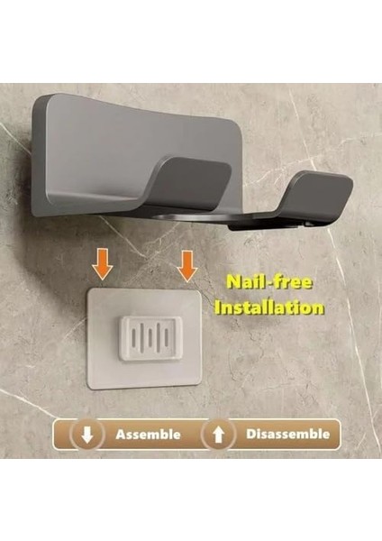 Saç Kurutma Makinesi Tutucu Banyo Organizeri: Duvara Monte Edilebilir, Pratik Depolama Çözümü (Antrasit)
