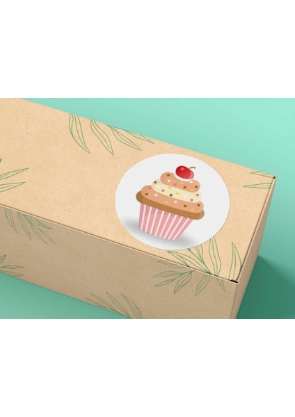 Cupcakes Pastane Kurabiye Etiketi Food Sticker Resimli Tatlı Kek Mat Stıcker 4 Cm- 40 Adet