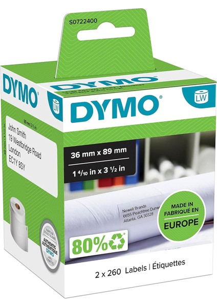 S0722400, Lw Geniş Adres Etiketi, (89X36 Mm) 520 Etiket/paket - (99012)