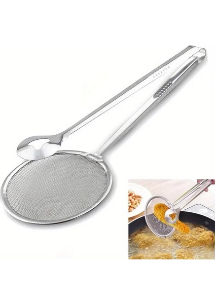 Paslanmaz Çelik Kızartma Maşası, Süzgeç Filtreli, Metal