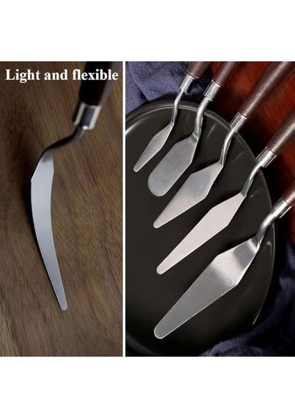 5 Parça Paslanmaz Çelik Spatula Seti Seramik Kil Hamuru Pasta Kreması Hamur Bıçağı Ahşap Saplı Süsleme Şekil Verme ve Kazıma Seti Boya Paletleri,mutfakta, Diğer Hobi ve El Sanatları Için