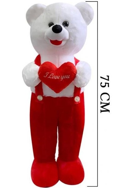 75 cm Çiçekli Tulumlu Ayakta Duran Peluş Ayıcık