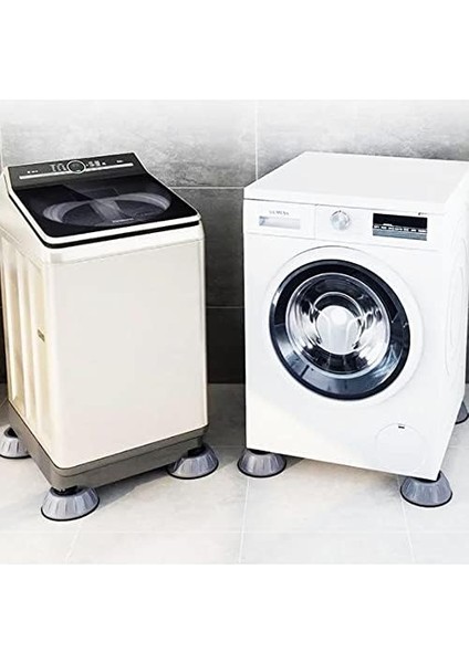 Gürültü Engelleyici ve Kaymaz Titreşim Önleyici Kauçuk Ayak Kaydırmaz Tabanlı Pedleri Çamaşır Makinesi Stoper Bulaşık Makinesi Stoper 4'lü Set, Gri