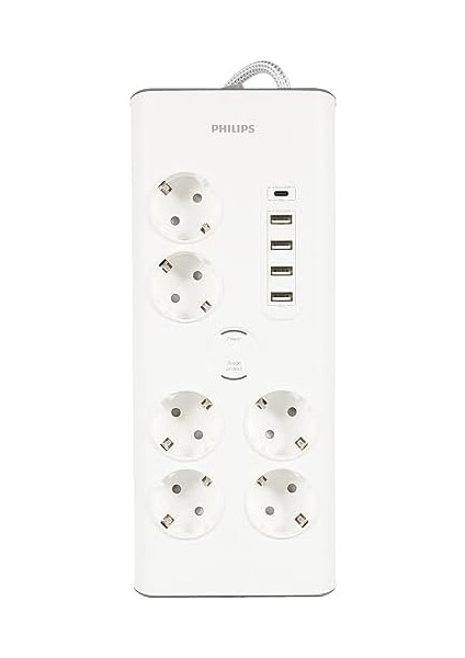 SPN7060WA Akım Korumalı Priz 6'lı 900J 2m 4 USB 20W 1 Type-C 15W, Standart