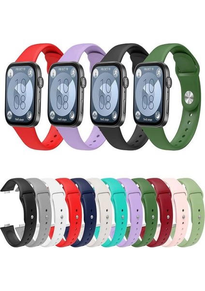 Huawei Watch Fit 3 / Fit 4 / Fit 4 Pro Uyumlu Standart Silikon Kordon Ayarlanabilir Esnek Kayış
