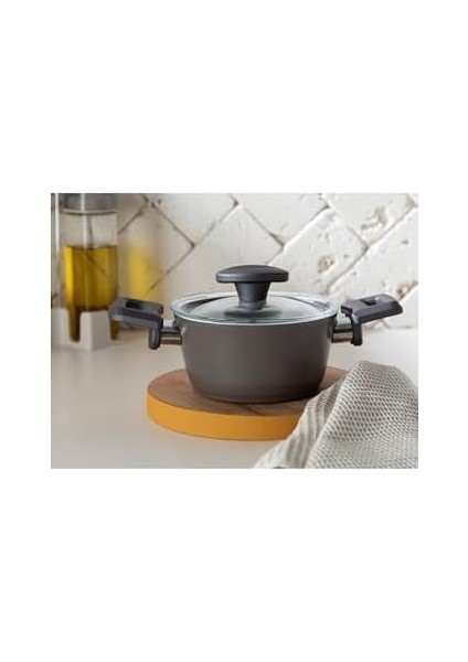 Home Pretty Alüminyum Mini Tencere Gri