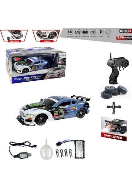 Uzaktan Kumandalı Full Fonksiyon 2.4g Şarjlı 1:16 4x4 Drift Araba (Işıklı ve Buharlı) Gt