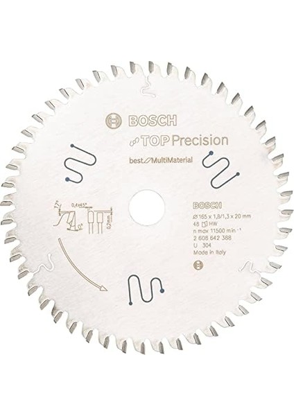 Dairesel Testere Bıçağı Top Precision Çok Aşamalı Malzeme, 165 x 20 x 1,8 Mm, 48, 2608642388 Için En Iyisi