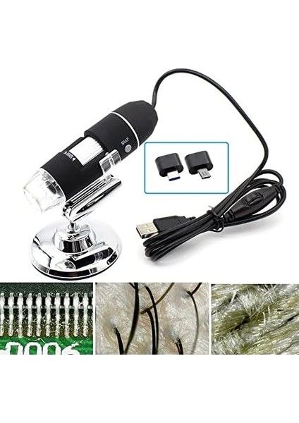 ve Saç Analiz Cihazı 1600X 2.mp USB 8 LED Digital Mikroskop