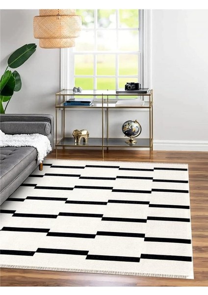 Home Çift Taraflı Makinada Yıkanabilir Modern Desenli Dokuma Kilim Karessa 3 (80X250)