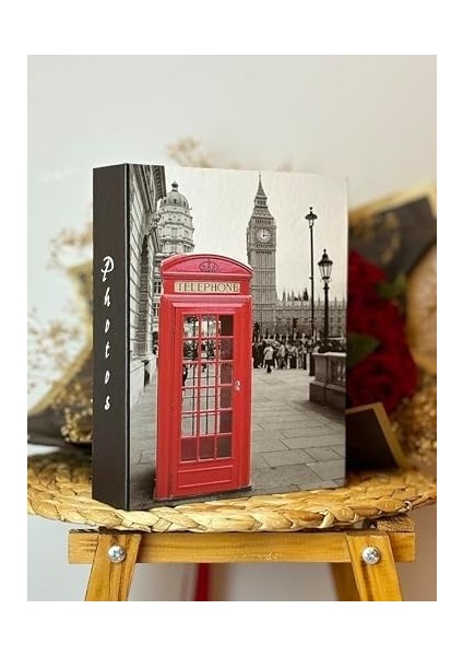 10 x 15 cm 200'LÜK Telefon Kulübesi Desenli Fotoğraf Albümü