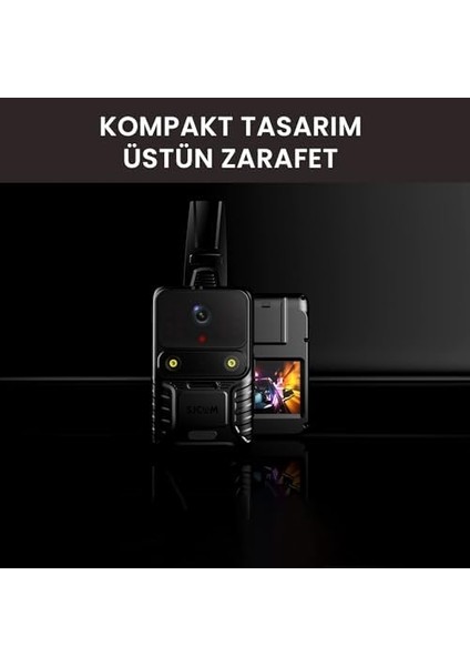 A50 S Ultra Gece Görüşü H.265 Vücut Kamerası Güvenlik Polis Ekipmanı IP65 4K UHD Video 2' Dokunmatik Ekran 2250MAH Batarya 20MP Siyah