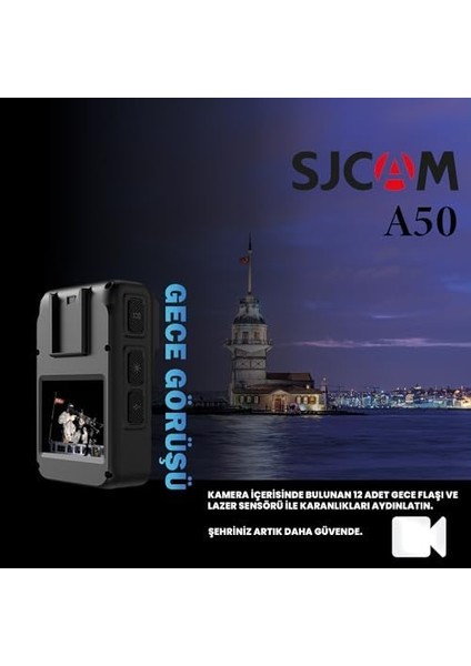 A50 S Ultra Gece Görüşü H.265 Vücut Kamerası Güvenlik Polis Ekipmanı IP65 4K UHD Video 2' Dokunmatik Ekran 2250MAH Batarya 20MP Siyah