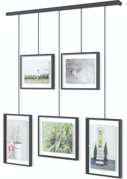 Exhibit Fotoğraf Kolajı Resim Çerçevesi - Esnek Resim Çerçevesi Seti, Yatay ve Çapraz Montaj Için, 5 Çerçeve, Sanat Baskısı, Resimler, 10 x 15 ve 13 x 18 Cm, Siyah