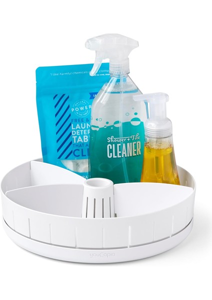Sinksuite Lavabo Altı Döner Tabla, Ayarlanabilir Bölücüler, Mutfak Dolabı Veya Banyo Saklama Için Lazy Susan Düzenleyici