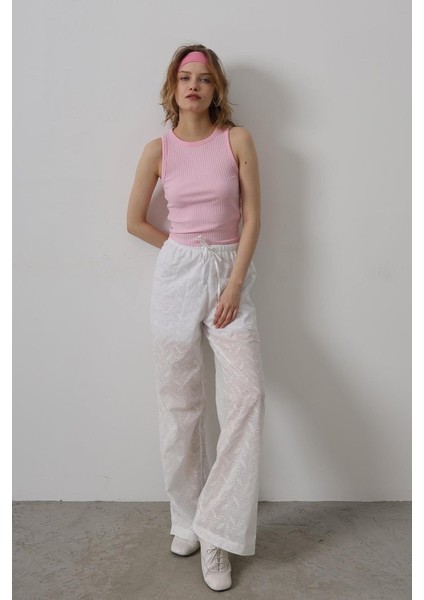 Grip&hug Beli Bağlamalı Brode Pantolon - Beyaz fırsatları