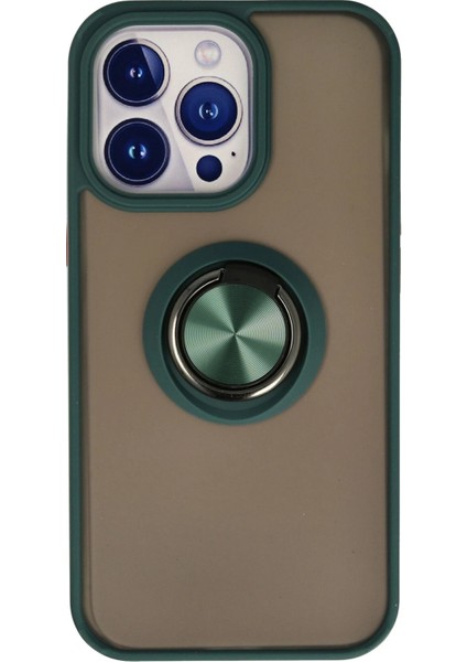 Apple iPhone 15 Pro Kılıf Montreal Yüzüklü Silikon Kapak - Yeşil Zrnet