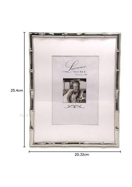 Frames Bambu Tasarım Metal Çerçeve, 8X10, Mat 5x7, Gümüş