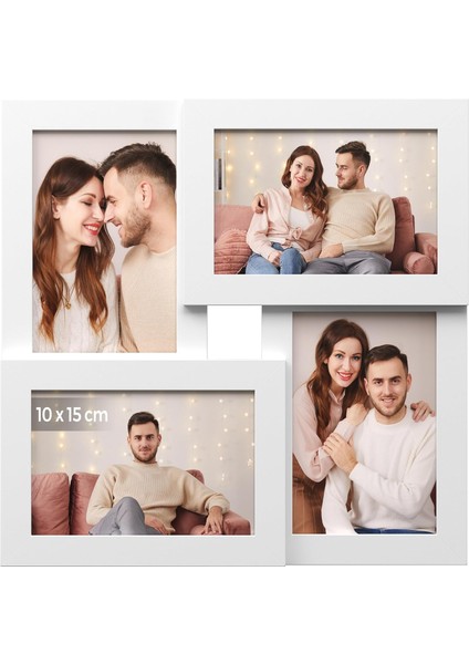 4 Fotoğraf Için Resim Çerçevesi Kolajı, 10 x 15 cm RPF25WT