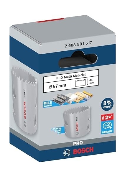 1 x Pro Multi Malzeme Delik Testeresi (Yumuşak Ahşap, Alçıpan Duvar Için, Ø 57 Mm, Profesyonel Aksesuar Matkap/tornavida)