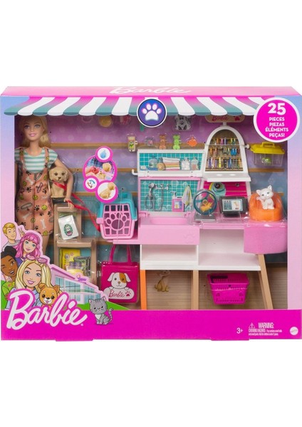 GRG90 Barbie ve Evcil Hayvan Dükkanı Oyun Seti