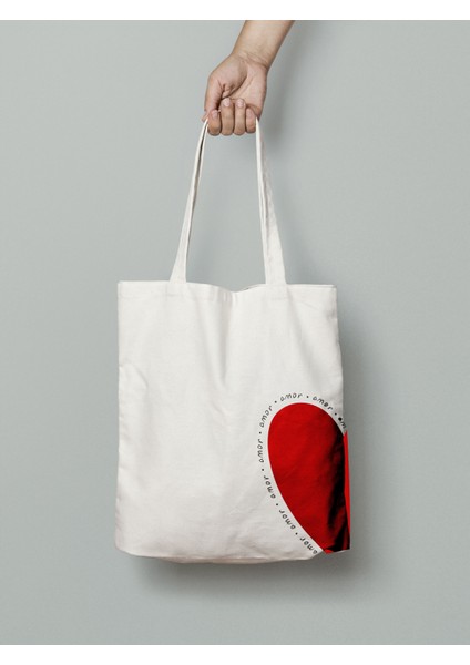Amor Bez Çanta 35X40CM - Tote Bag- Kalpli Çanta