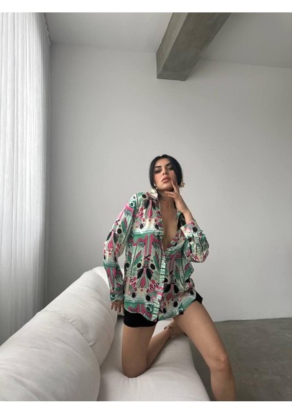 Grip&hug Desenli Oversize Gömlek