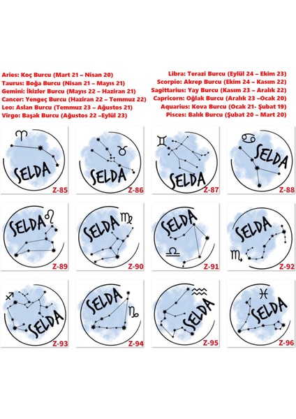 Kişiye Özel Burçlu Yastık Kılıfları, Burç Tasarımlı Hediyelik Z2 Serisi indirimleri