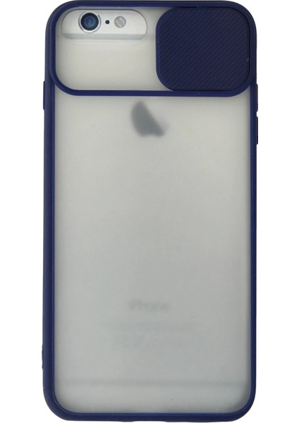 Apple iPhone 6 Plus Kılıf Palm Buzlu Kamera Sürgülü Silikon - Lacivert Zrnet