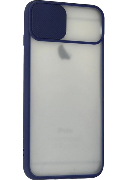 Apple iPhone 6 Plus Kılıf Palm Buzlu Kamera Sürgülü Silikon - Lacivert Zrnet