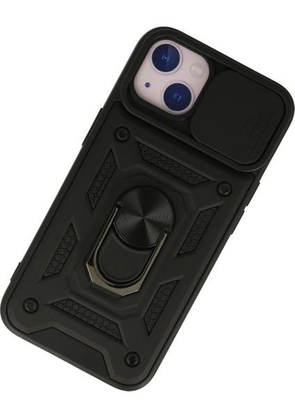 Apple iPhone 15 Kılıf Pars Lens Yüzüklü Silikon - Siyah Zrnet