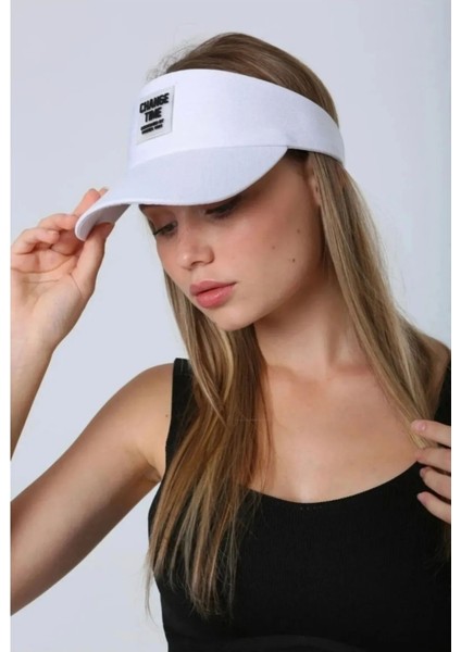 Unisex Spor Vizör Tenis Siperlik Şapka Uv Korumalı Pamuklu Arkası Cırtlı Ayarlanabilir Beyaz modelleri