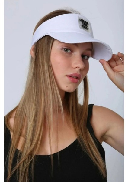 Unisex Spor Vizör Tenis Siperlik Şapka Uv Korumalı Pamuklu Arkası Cırtlı Ayarlanabilir Beyaz fırsatları