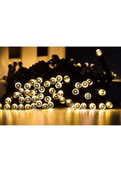 5m Boncuk Lamba Gün Işığı 8 Fonksiyon 100 LED Fişli Uzatma Kablolu Siyah Kablo