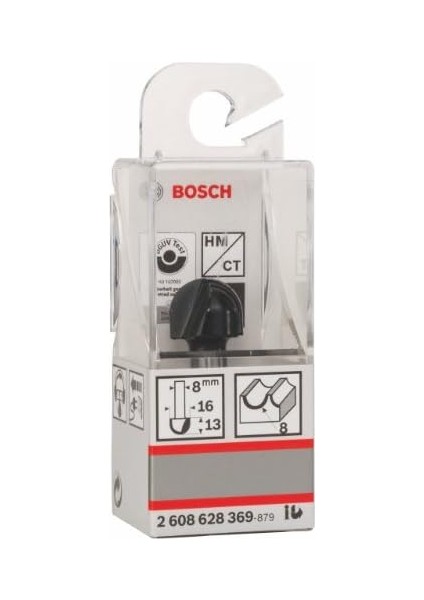 2 608 Aksesuarı 628 369 Oyuklu Freze Ç 8 Mm, R1 8 Mm, D 16 Mm, L 12,7 Mm, G 45 mm
